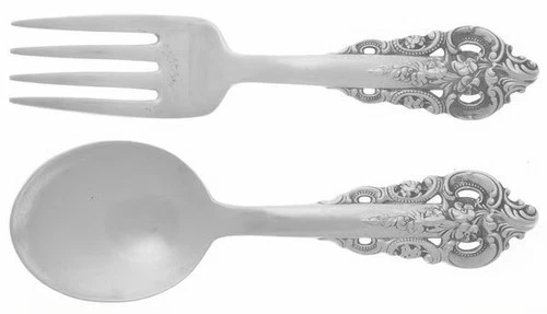 Grande Baroque by Wallace 2 Piece Baby Fork & Spoon Set, New, Sterling Silver