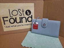 Mundi Trifold Accordian Clutch Wallet Dusty Blue with Safe Keeper New *SEE PICS*