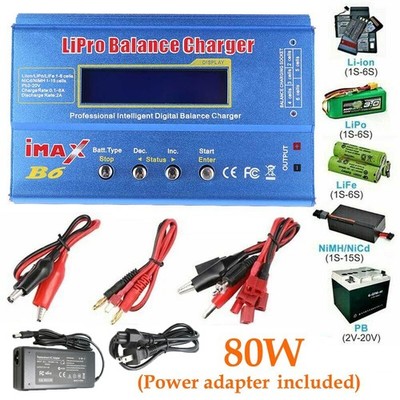 80W B6 LiPo Smart Battery Balance Charger Discharger iMAX For RC NiMH LiFe NiCd