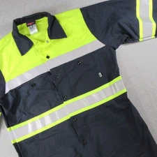 Red Kap Hi-Visibility Long Sleeve Color Block Ripstop Work Shirt Mens M- Type O