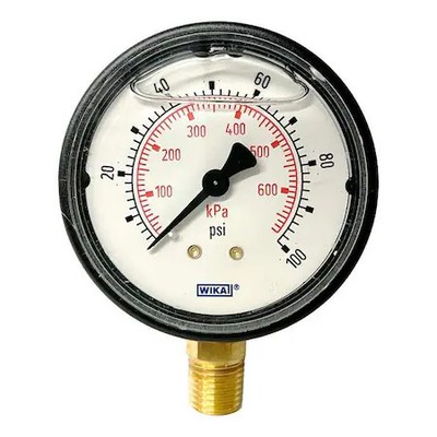 Wika 113.13.25.100.L Commercial Pressure Gauge, 0 To 100 Psi, 2 1/2 In Dial,