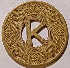 Kalamazoo, Michigan - Dept. of Transp. Kalamazoo One Fare Transit Token MI 530 M