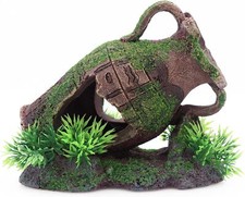 Aquarium Ruins Ancient Greek Leaning Vase Rock Broken Barrel Fish Hiding Cave