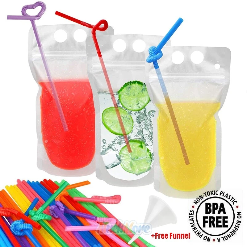 Drink Pouches With Straws Plastic Drink Bags With Zipper Party