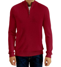 Club Room Men's Quarter-Zip Textured Cotton Sweater Size Medium New