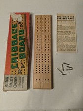 Vintage Milton Bradley Company Cribbage Board Wood 4626-A