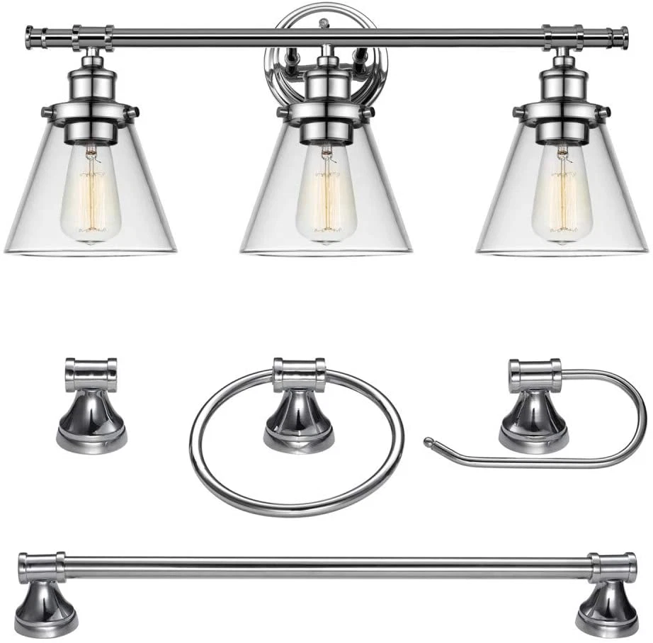 Globe Electric 51234 5 Piece Parker All in One Bath Set 3 Light