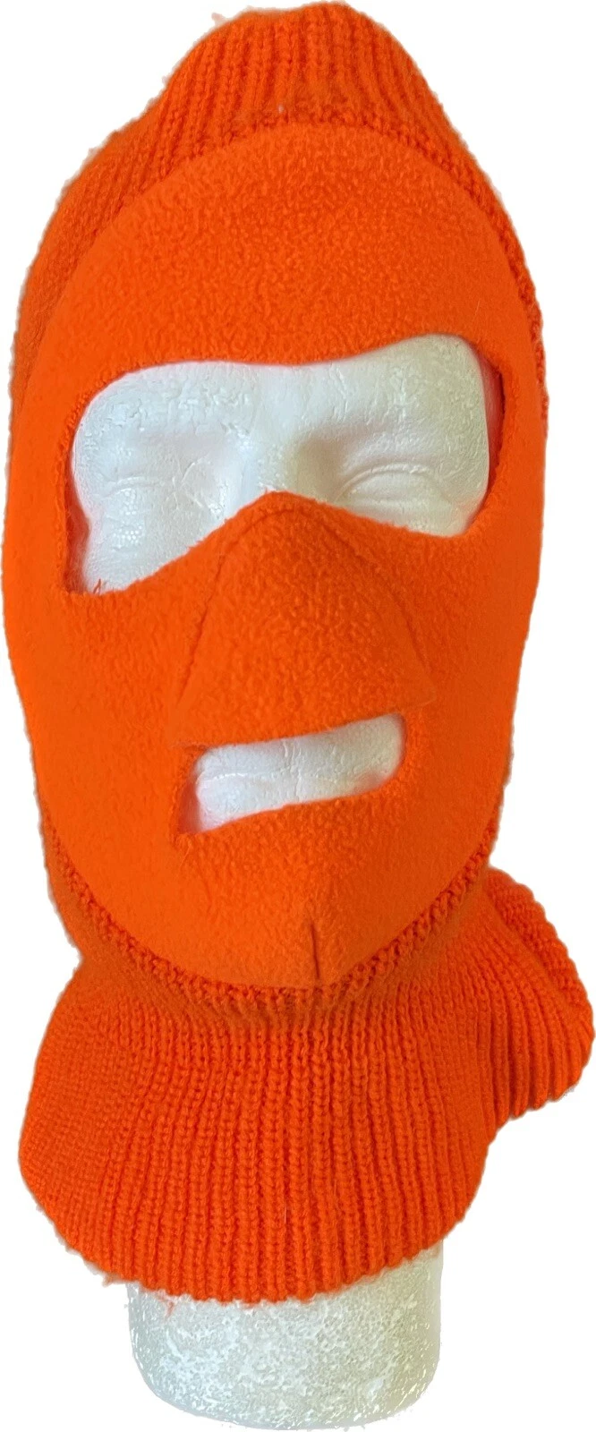 Vintage Camo Hunters Orange Knit Balaclava Ski Full Face Mask Hat USA Made VTG