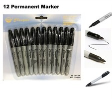 12pk Black Permanent Marker Markers Pen Office Stationery
