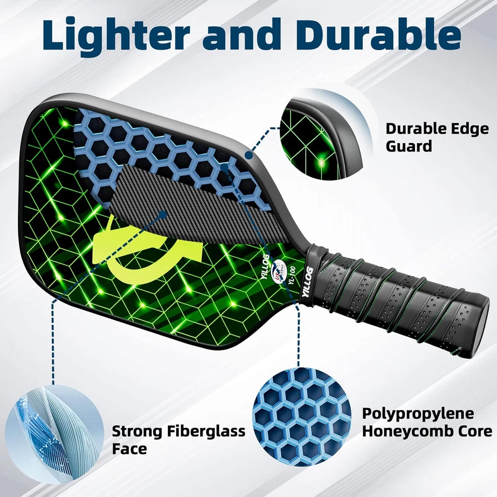 Pickleball Paddle Set of 4 with 4 Balls, 4 Towels, and Bag