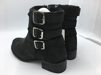 Bottes Cheville BooRoo Jules Pour Femmes - Noir Daim Huilé, Talon Bas Bloc - Neuves Avec Boîte