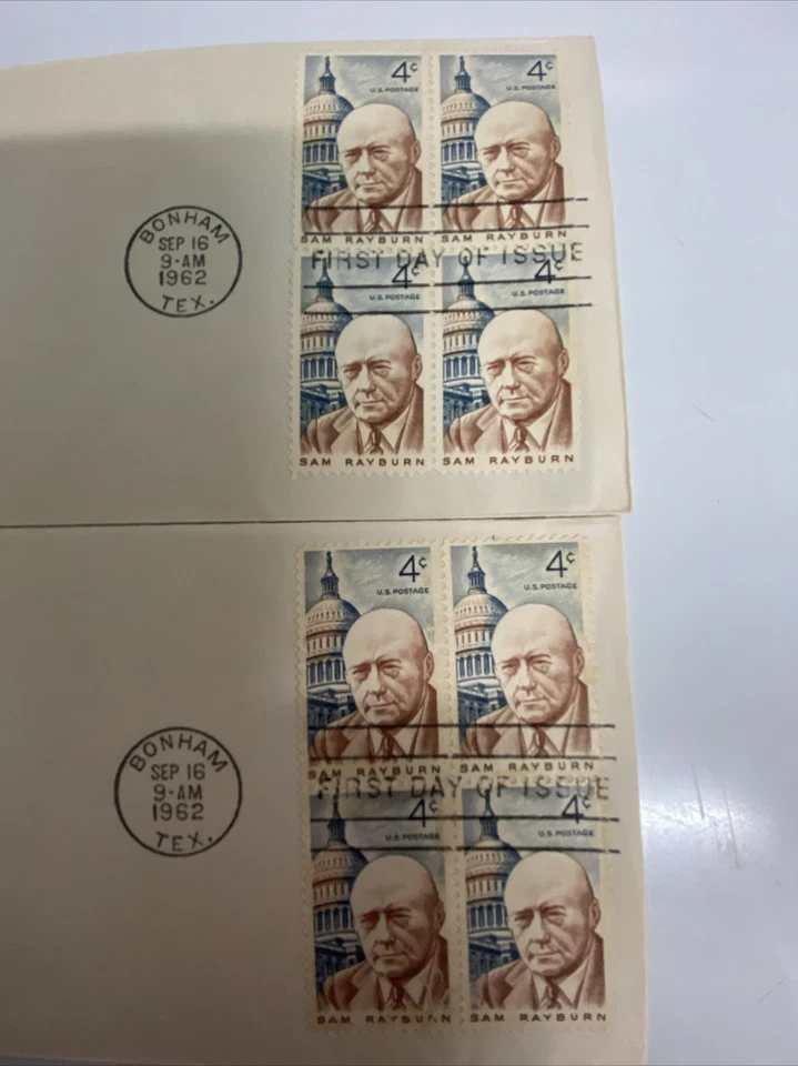(2) of FDC #1202 Sam Rayburn First Day Cover Bonham, TX Sept 16, 1962 4 Block - Image 2 of 4