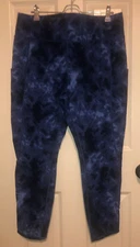 Members Mark navy tie-dye Everyday full-length legging with pockets size XXL