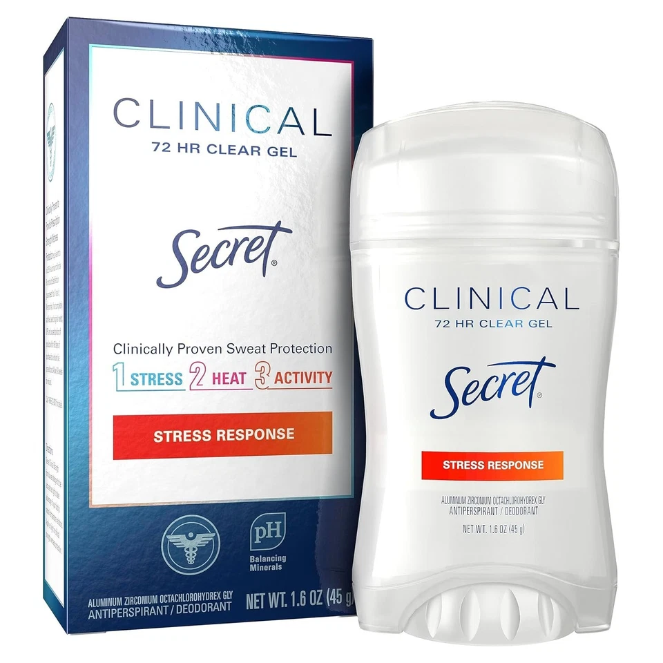 3X Gel Antitranspirante y Desodorante Secret Clinical Clear, Respuesta al Estrés, 1.6oz Foto 2 de 4