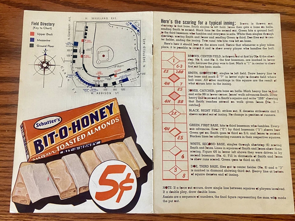 Antique 1932 Chicago Cubs vs Philadelphia Phillies Baseball Scorecard Rare Find! - Image 3 of 4