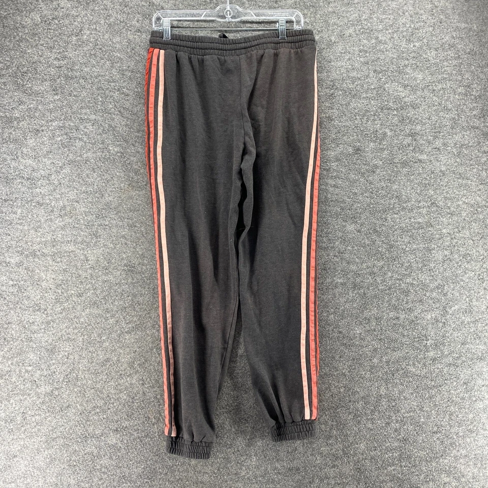 Calça de moletom feminina Activewear M cinza médio listrada cintura alta cordão - Imagem 2 de 4