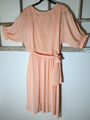 Vintage Coco of California Dress No Size Tag Peach Large | eBay