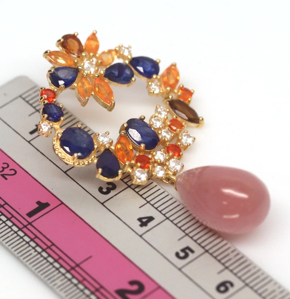 11 X 19 mm. Bi-Color Agate Sapphire Fire-Opal...Earrings Silver 925 Sterling - Image 3 of 4