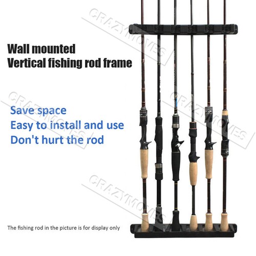 6-Rod Rack Fishing Pole Holder Tackle Wall Fishing Rod Storage Fixed Stand VIC - Picture 6 of 11