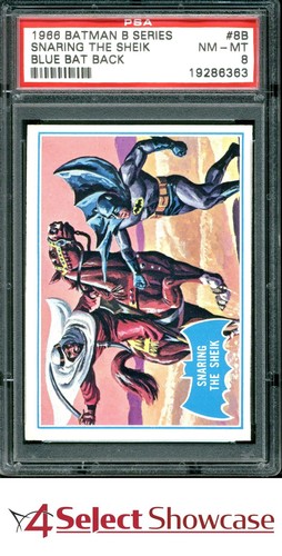 1966 Topps Batman Blue Bat #8B Snaring the Sheik — PSA 8