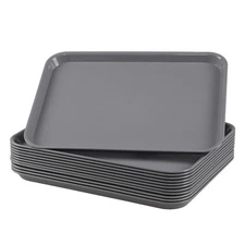 12-Pack Plastic Fast Food Trays, Rectangular Cafeteria Tray