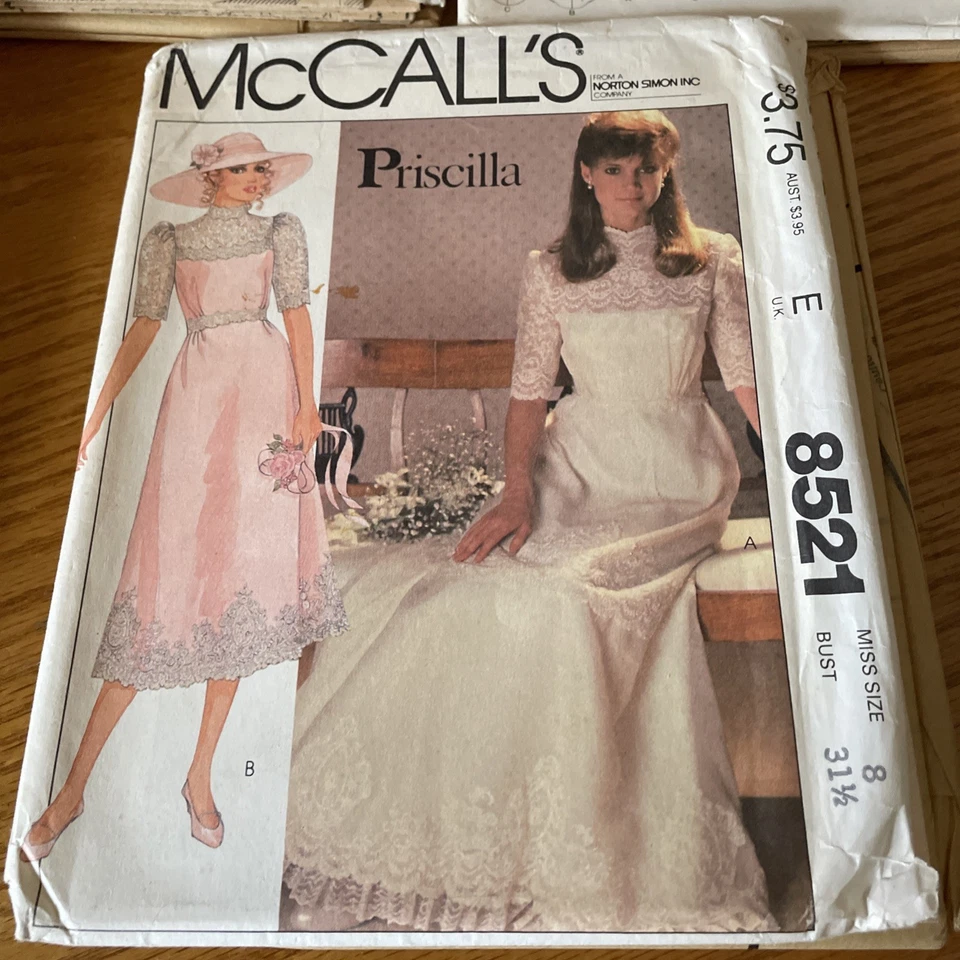 Lot of  5 Bridal Wedding Gowns Size 8 Patterns 1980’s Uncut - Image 3 of 4