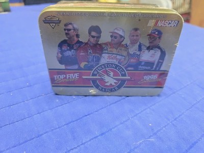 1996 Edition Nascar Top Five Drivers Embossed Metal Collector Cards Sealed Tin