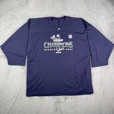 Vintage Tampa Bay Lightning Jersey Mens XL Blue 2004 Champ Baggy Fit CCM Hockey