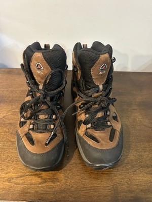 Ecco Receptor Womens Hiking Boots Brown Leather Round Toe Mid Top Lace Up 6-6.5
