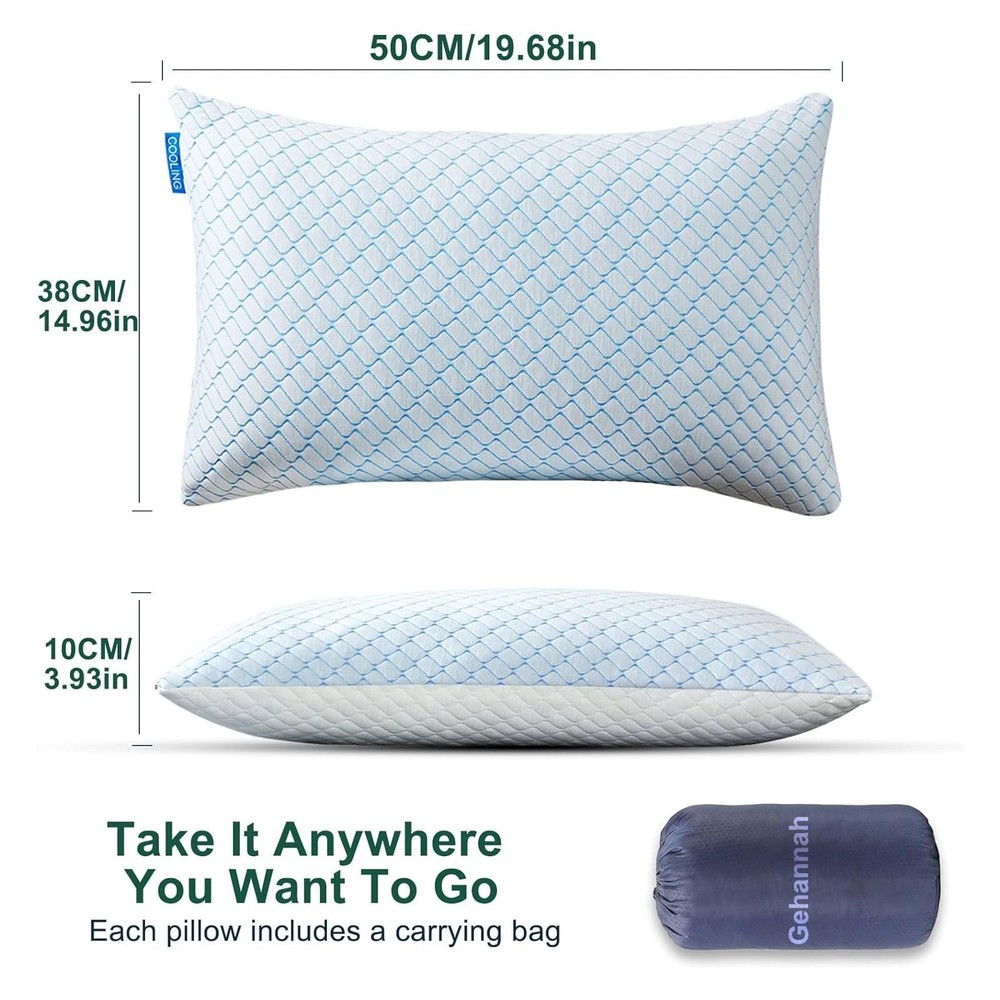 Large Compressible Travel Pillow for Camping & Sleeping - 1 Pack Shredded Memory Foam