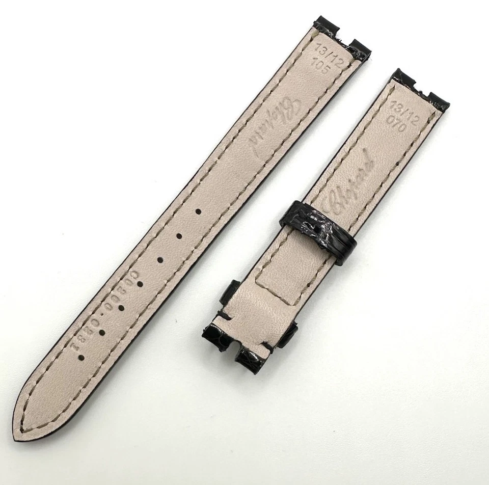 Nova pulseira de relógio de couro de jacaré preta genuína Chopard 13x12 C0200.0231 - Imagem 3 de 4