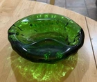 Vintage MCM Blenko Blob Avocado Green Glass  Ashtray
