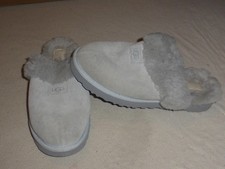 UGG WOMENS COZY SLIPPERS GREY SHEARLING SLIP ON SUEDE SIZE 10 FUR LINED 1126730