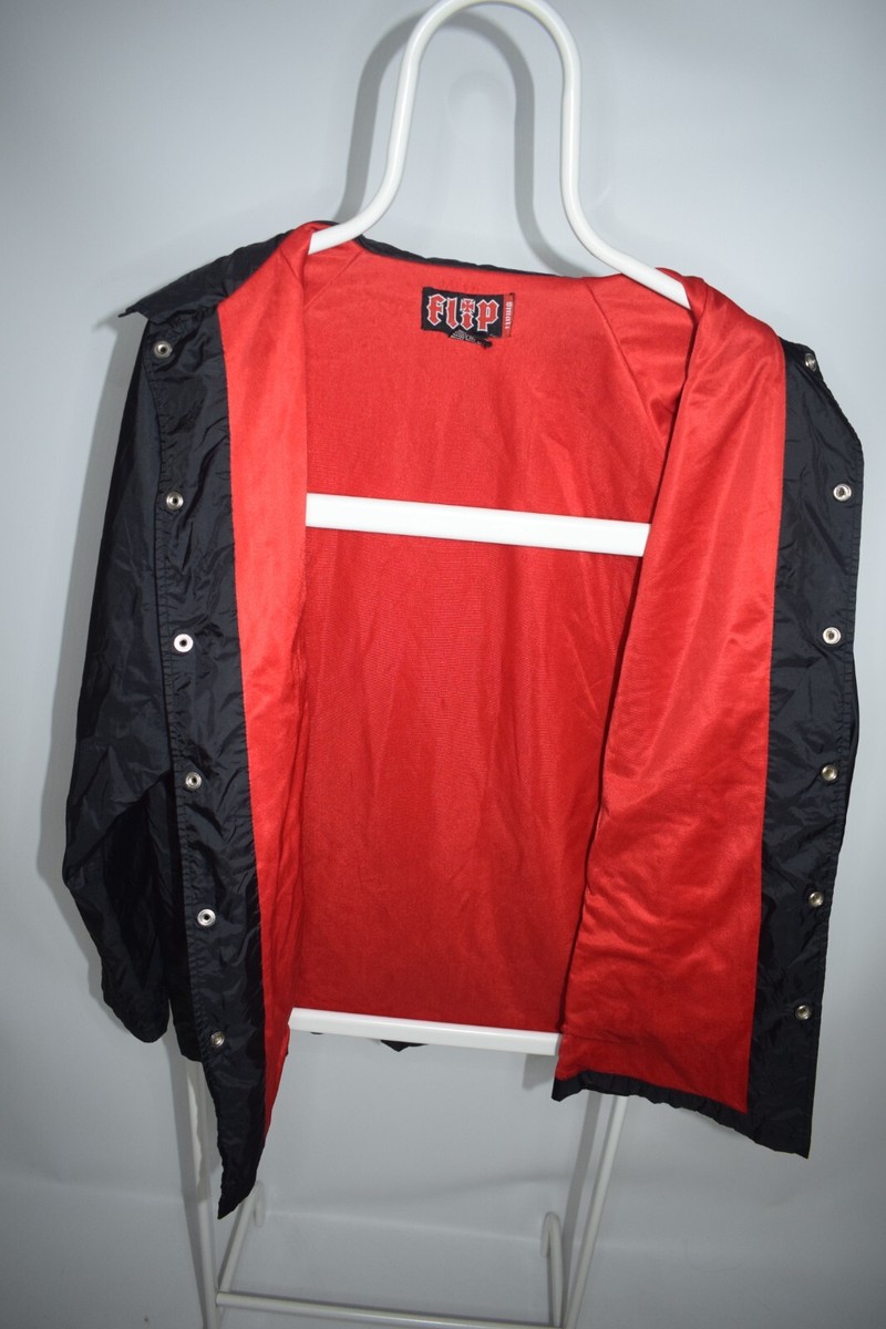 Vintage Flip Skateboards Streetwear Black Satin Coach Jacket Vintage Flip Skateboards Streetwear Black Satin Coach Jacket