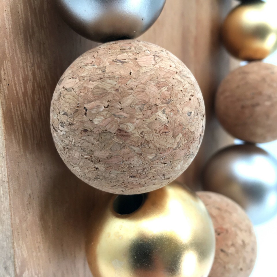 NEW Zzan jewelry cork sphere statement necklace ball silver gold plated