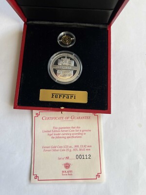 Ferrari フェラーリ【希少】Con-001コンゴ民主共和国 10フラン銀貨 Congo Republic Ferrari Coin Set Silver & Gold 10 & 20 Francs 2004