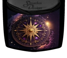 Galaxy Universe Compass Golden Stars Hood Truck Wrap Vinyl Car Graphic Decal