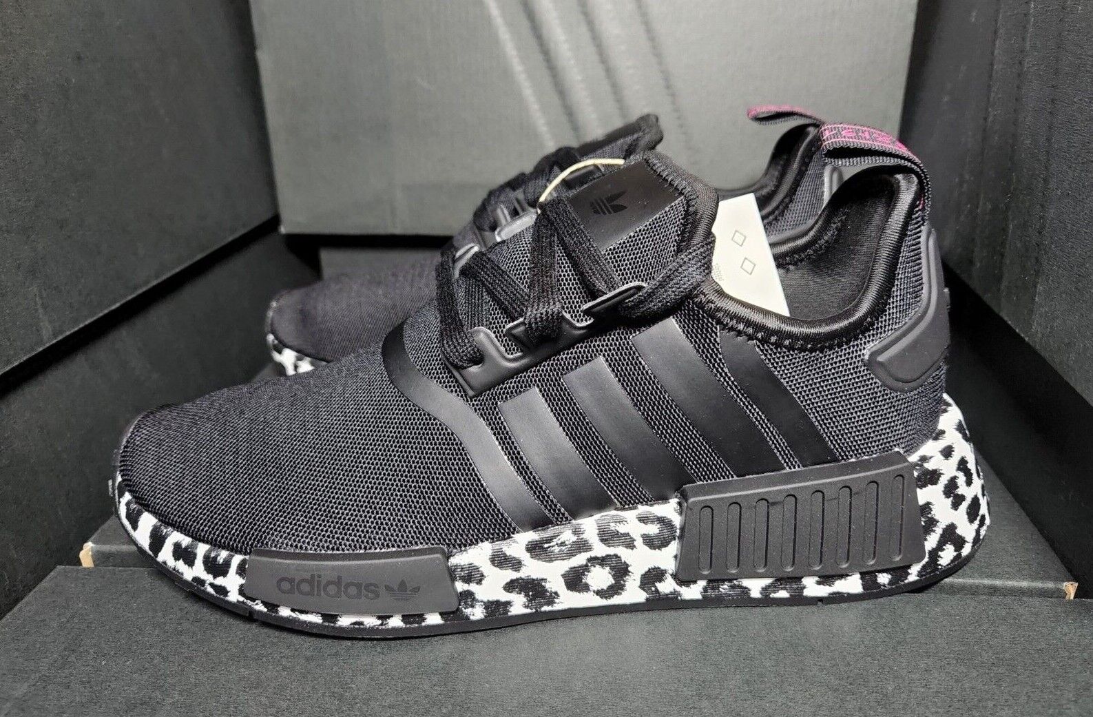 Adidas NMD R1 Leopard Print Black White Women&#039;s Shoes Cheetah | eBay