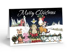 Boxed Farm Animals  Christmas Cards - 18 Cards  - Festive Animal - 20084