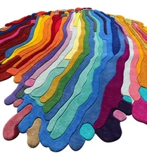 Handmade Irregular Shape Wool Area Rug | Home Decor Rug | Living Room Rug X4