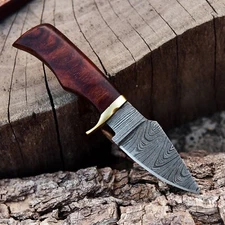 HANDMADE DAMASCUS HUNTING SKINNING FIXED BLADE KNIFE OUTDOOR MINIATURE KNIFE