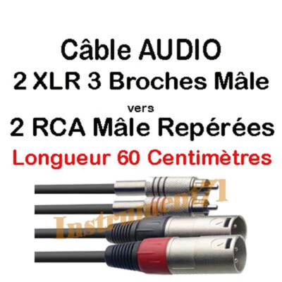 Stagg STC060CMXM - Câble bretelle, XLR/RCA (m/m), 60 cm