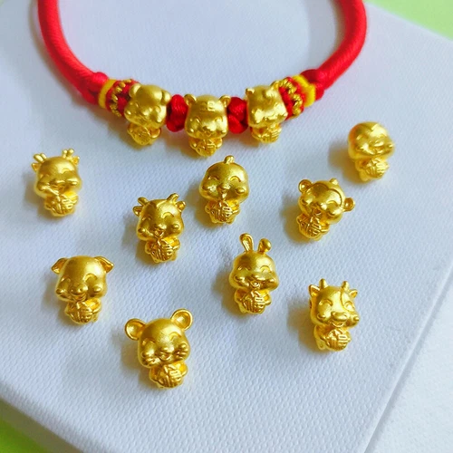 1pz Ciondolo Puro 999 24K Oro Giallo Fai Da Te 3D Uomo Donna Zodiaco Tigre Drago - Foto 6 di 6