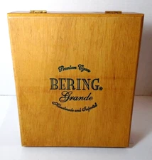 Bering Grande Collectible Wooden Cigar Box 9.5" x 8" x2.5" Brass Hinges & Clasp