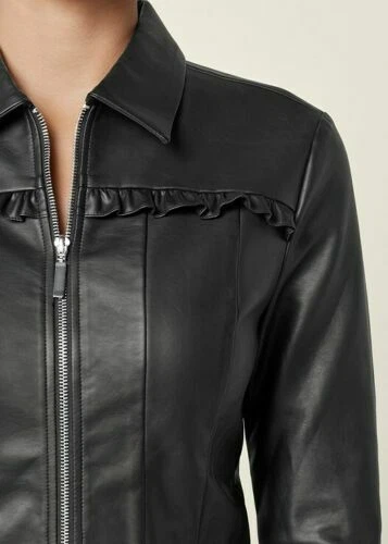Leather Jacket Women Black Peplum Lambskin Size S M L XL XXL 3XL Custom Made - Image 2 of 4