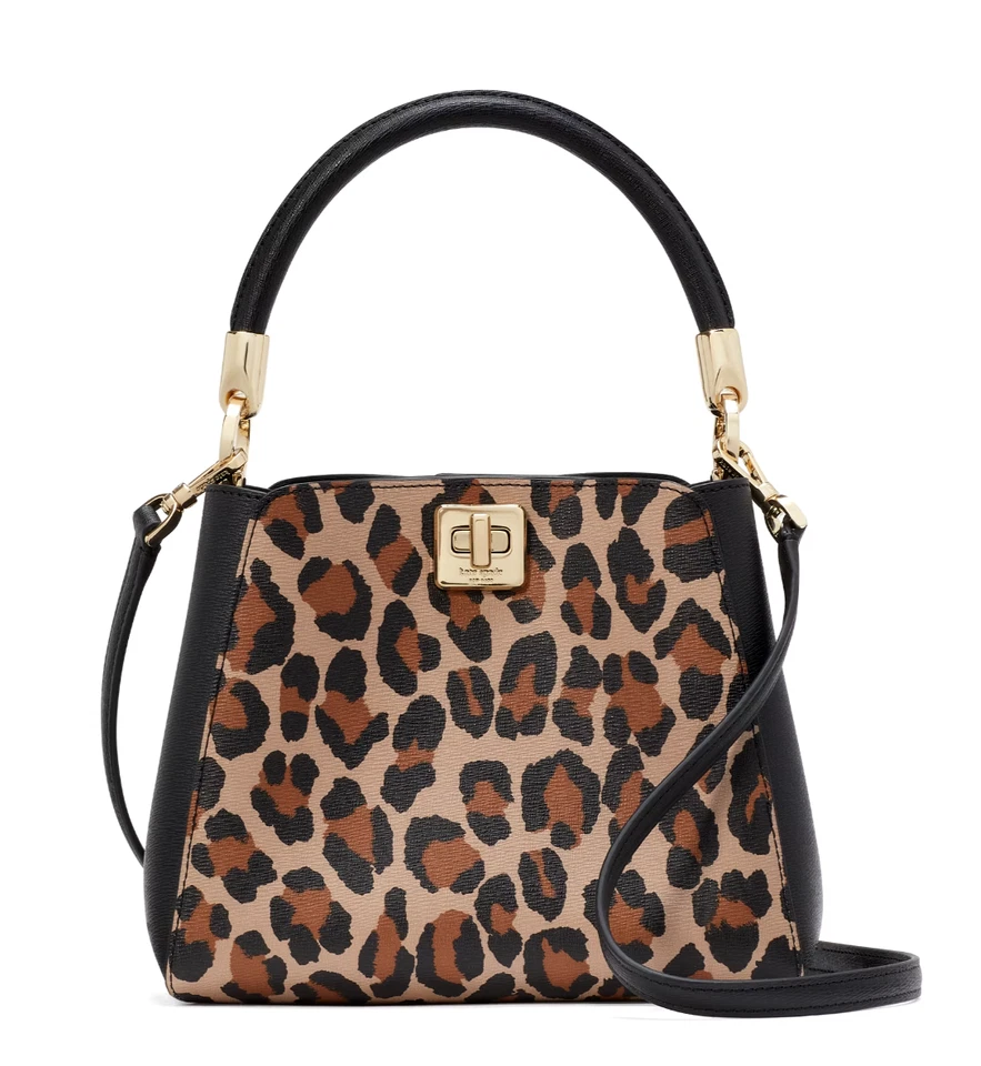 New Kate Spade Phoebe Spotted Leopard Top Handle Satchel Brown Multi