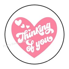 30 THINKING OF YOU PINK HEART ENVELOPE SEALS LABELS PARTY FAVORS STICKERS 1.5"