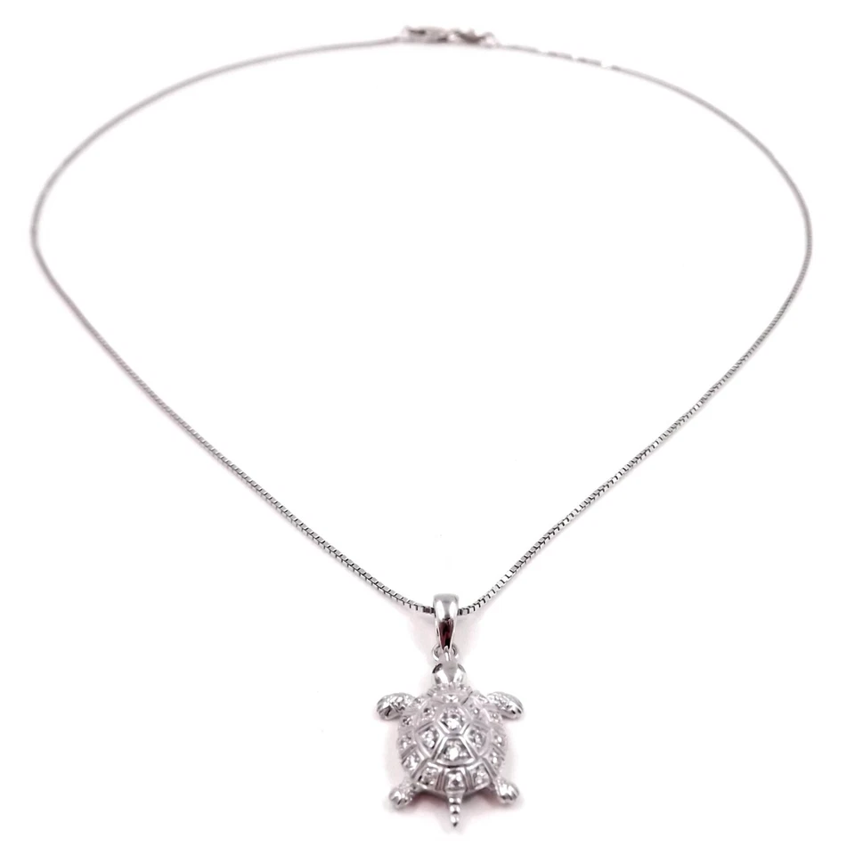 Collana con Tartaruga girocollo da donna in argento e zirconi rodiato oro bianco - Immagine 2 di 4