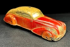 Vtg Auburn Sun Rubber Company Red/White Toy Car Diecast Toy Cars Display ASIS