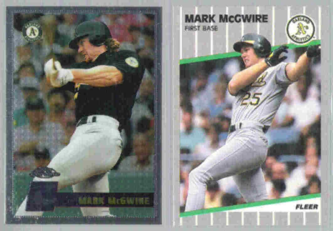 MARK McGWIRE 1996 Topps Chrome #41 + 1989 Fleer #17.  A's